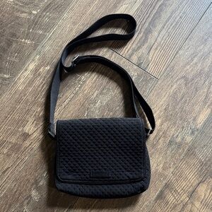 Vera Bradley Black Quilted Crossbody Bag with Colorful Patterned Interior